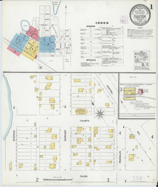 Fosston Minnesota 1905 - Fire Insurance Index - Old Map Reprint