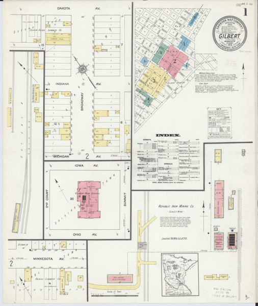 Gilbert Minnesota 1912 - Fire Insurance Index - Old Map Reprint