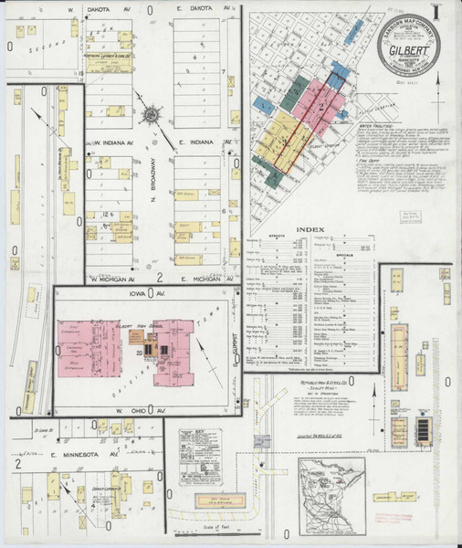 Gilbert Minnesota 1921 - Fire Insurance Index - Old Map Reprint
