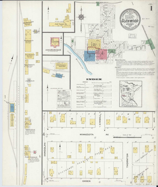 Glenwood Minnesota 1917 - Fire Insurance Index - Old Map Reprint