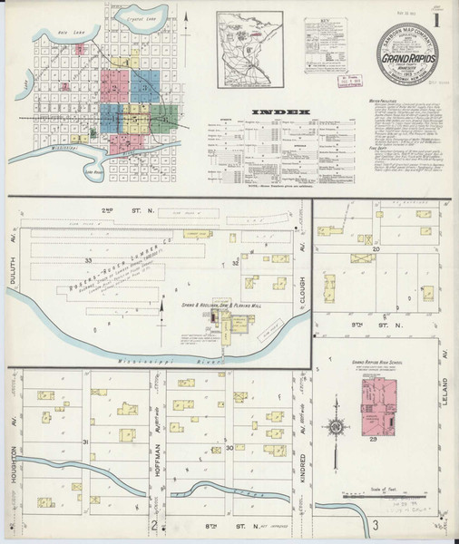 Grand Rapids Minnesota 1913 - Fire Insurance Index - Old Map Reprint