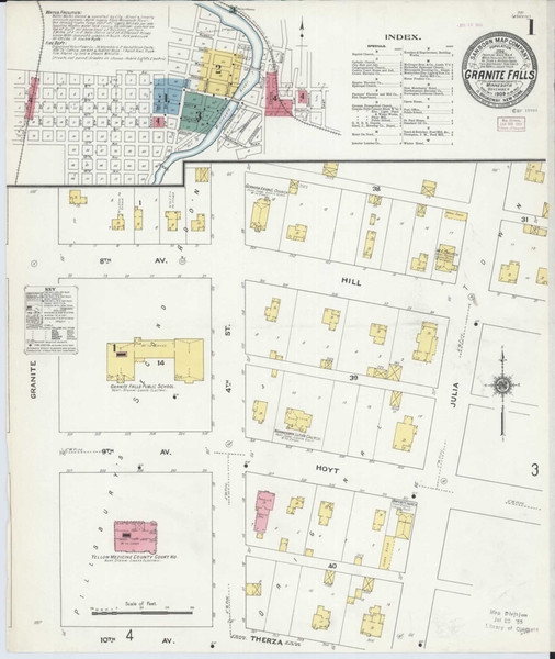 Granite Falls Minnesota 1909 - Fire Insurance Index - Old Map Reprint