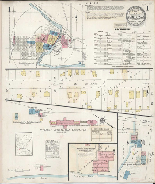 Granite Falls Minnesota 1941 - Fire Insurance Index - Old Map Reprint