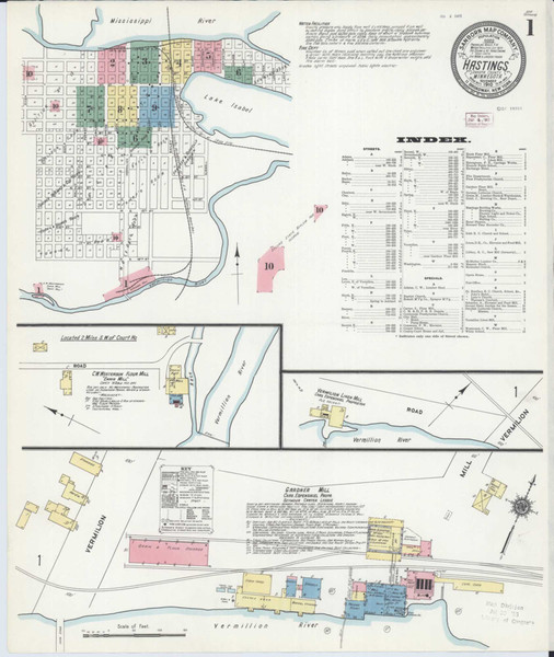 Hastings Minnesota 1910 - Fire Insurance Index - Old Map Reprint