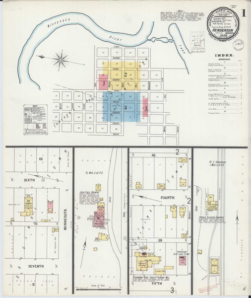 Henderson Minnesota 1900 - Fire Insurance Index - Old Map Reprint