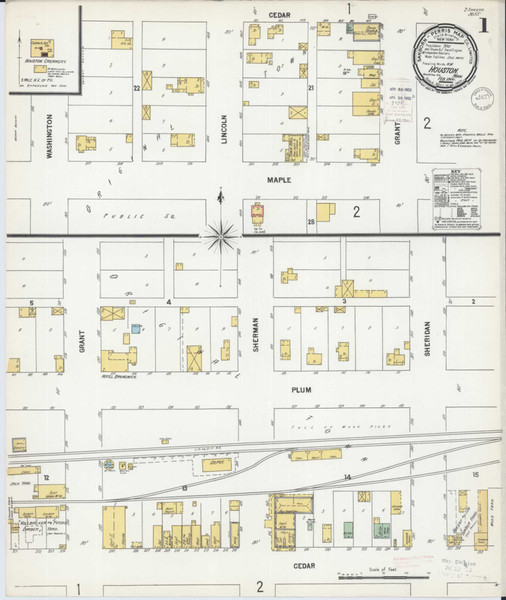 Houston Minnesota 1900 - Fire Insurance Index - Old Map Reprint