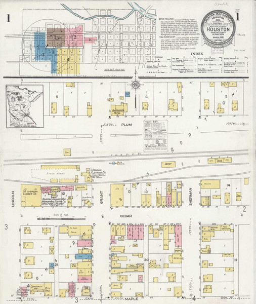 Houston Minnesota 1926 - Fire Insurance Index - Old Map Reprint