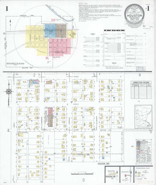 Houston Minnesota 1950 - Fire Insurance Index - Old Map Reprint
