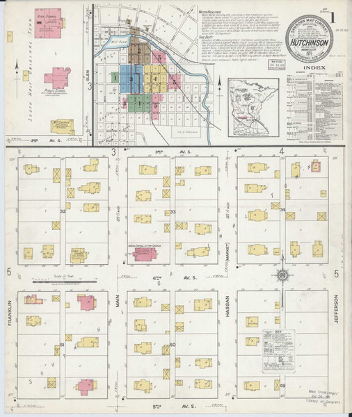 Hutchinson Minnesota 1917 - Fire Insurance Index - Old Map Reprint