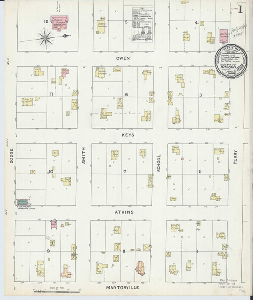 Kasson Minnesota 1891 - Fire Insurance Index - Old Map Reprint