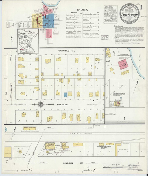 Lake Benton Minnesota 1917 - Fire Insurance Index - Old Map Reprint