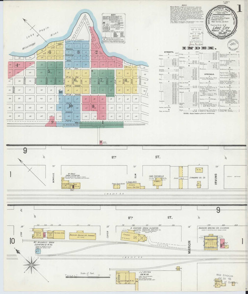 Lake City Minnesota 1900 - Fire Insurance Index - Old Map Reprint