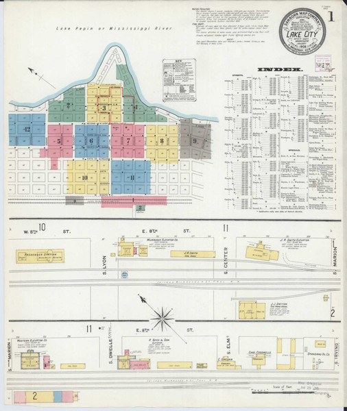 Lake City Minnesota 1909 - Fire Insurance Index - Old Map Reprint