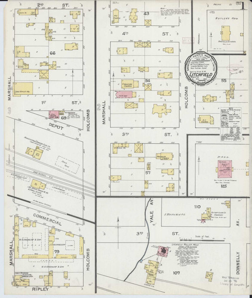 Litchfield Minnesota 1892 - Fire Insurance Index - Old Map Reprint