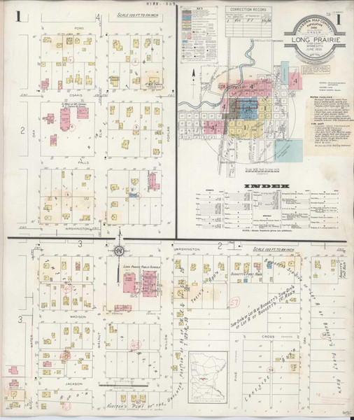 Long Prairie Minnesota 1945 - Fire Insurance Index - Old Map Reprint