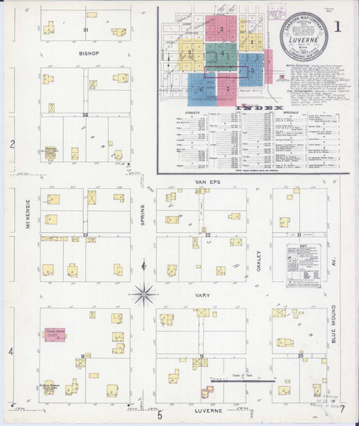 Luverne Minnesota 1907 - Fire Insurance Index - Old Map Reprint