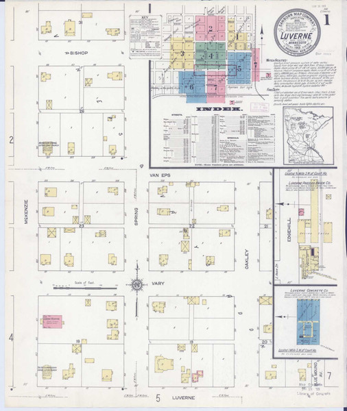 Luverne Minnesota 1913 - Fire Insurance Index - Old Map Reprint