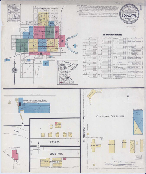 Luverne Minnesota 1921 - Fire Insurance Index - Old Map Reprint