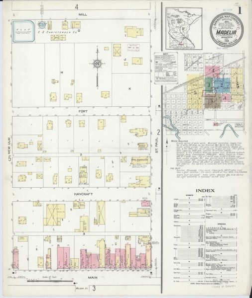 Madelia Minnesota 1914 - Fire Insurance Index - Old Map Reprint