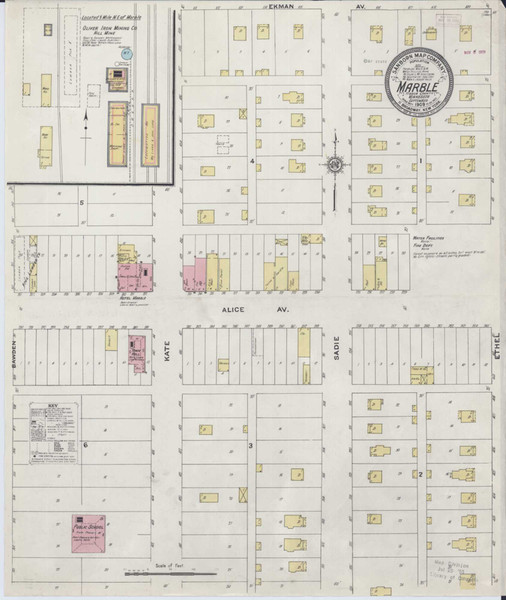 Marble Minnesota 1909 - Fire Insurance Index - Old Map Reprint