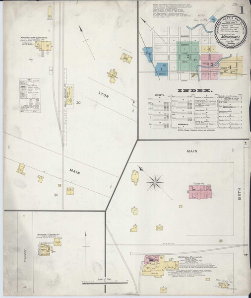 Marshall Minnesota 1896 - Fire Insurance Index - Old Map Reprint