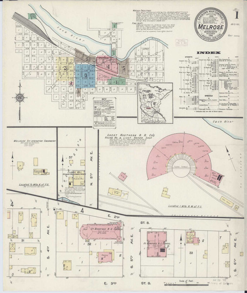 Melrose Minnesota 1914 - Fire Insurance Index - Old Map Reprint