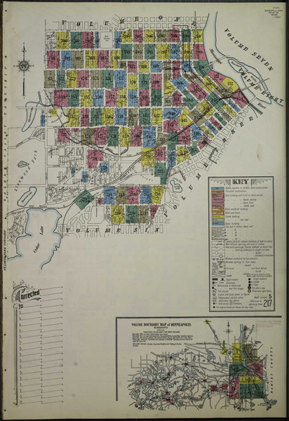 Minneapolis Minnesota 1912 V2 - Fire Insurance Index - Old Map Reprint