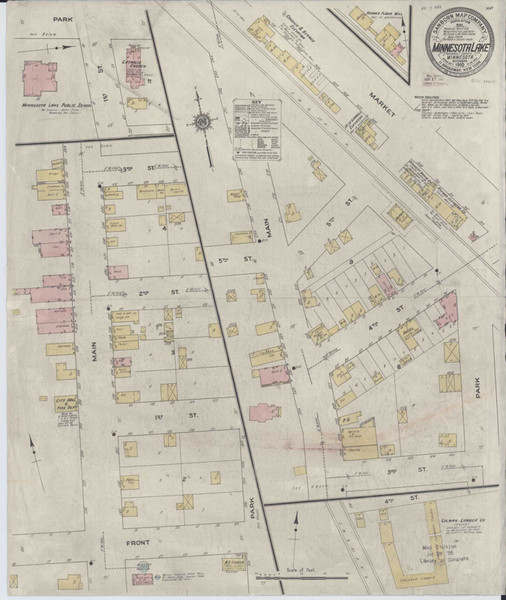 Minnesota Lake Minnesota 1910 - Fire Insurance Index - Old Map Reprint