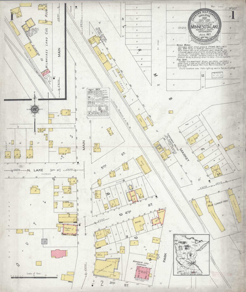 Minnesota Lake Minnesota 1927 - Fire Insurance Index - Old Map Reprint
