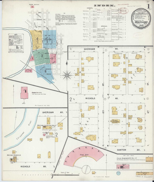 Montevideo Minnesota 1899 - Fire Insurance Index - Old Map Reprint