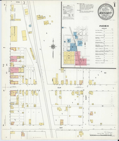 Montgomery Minnesota 1910 - Fire Insurance Index - Old Map Reprint
