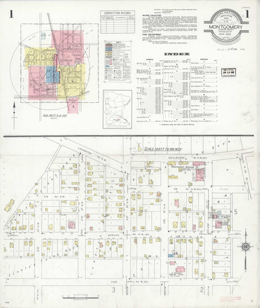 Montgomery Minnesota 1938 - Fire Insurance Index - Old Map Reprint