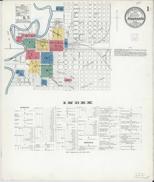 Moorhead Minnesota 1906 - Fire Insurance Index - Old Map Reprint