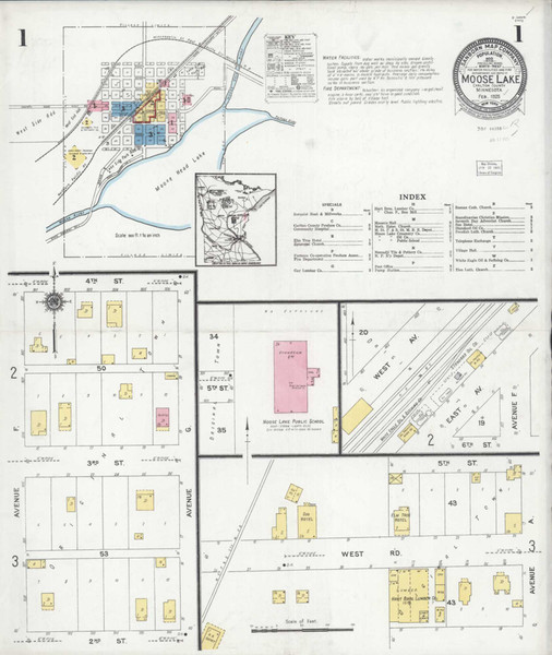 Moose Lake Minnesota 1925 - Fire Insurance Index - Old Map Reprint