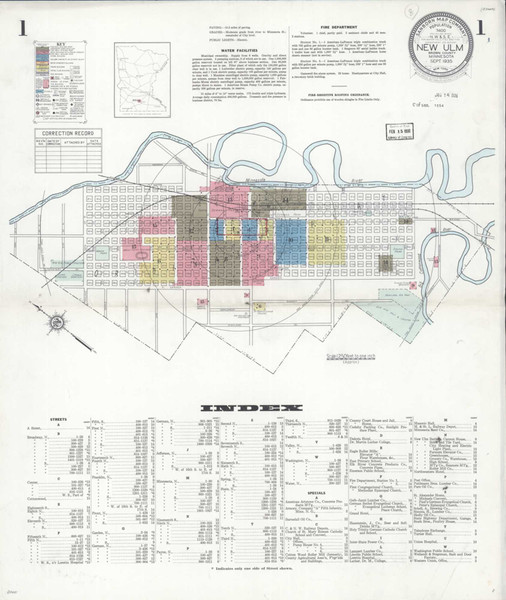 New Ulm Minnesota 1935 - Fire Insurance Index - Old Map Reprint