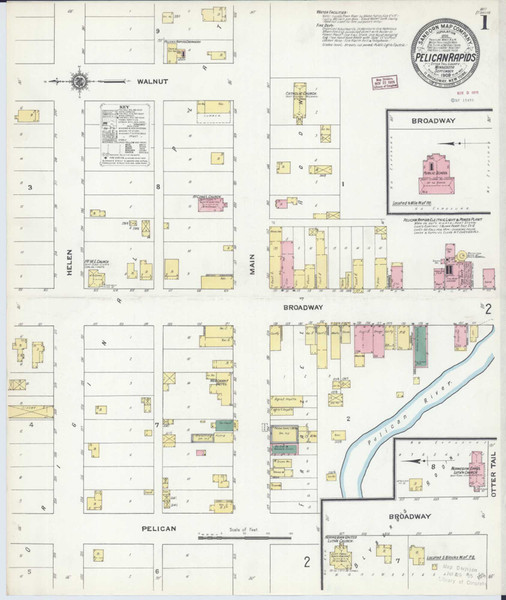 Pelican Rapids Minnesota 1909 - Fire Insurance Index - Old Map Reprint