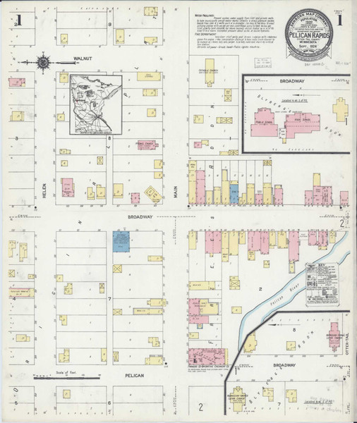 Pelican Rapids Minnesota 1924 - Fire Insurance Index - Old Map Reprint