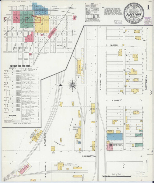 Pipestone Minnesota 1904 - Fire Insurance Index - Old Map Reprint