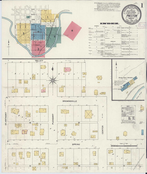 Preston Minnesota 1909 - Fire Insurance Index - Old Map Reprint