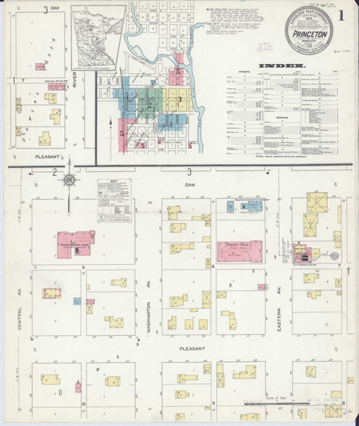 Princeton Minnesota 1912 - Fire Insurance Index - Old Map Reprint