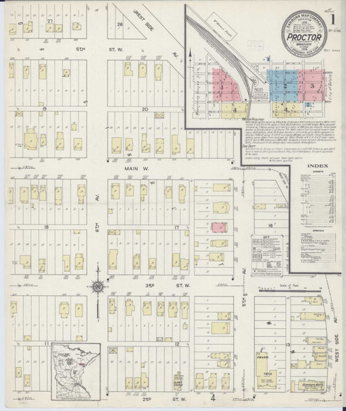 Proctor Minnesota 1914 - Fire Insurance Index - Old Map Reprint