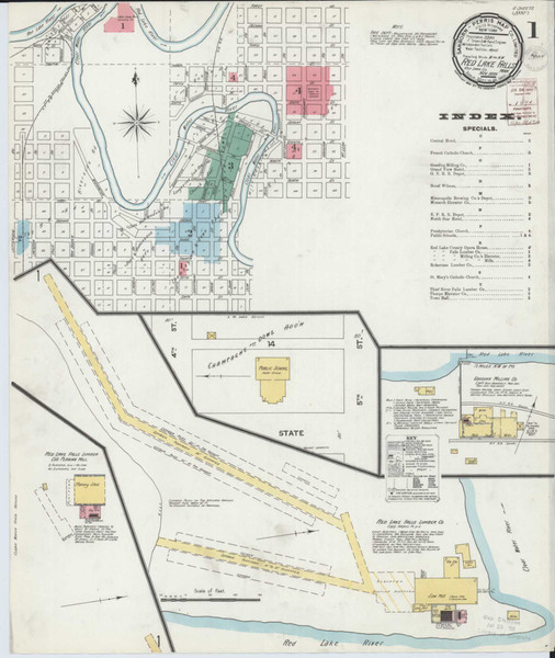 Red Lake Falls Minnesota 1899 - Fire Insurance Index - Old Map Reprint