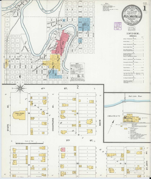 Red Lake Falls Minnesota 1904 - Fire Insurance Index - Old Map Reprint