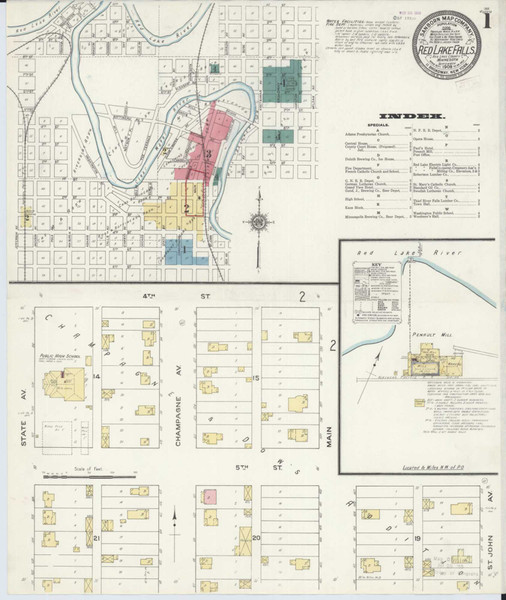 Red Lake Falls Minnesota 1909 - Fire Insurance Index - Old Map Reprint