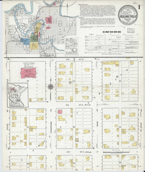 Red Lake Falls Minnesota 1918 - Fire Insurance Index - Old Map Reprint