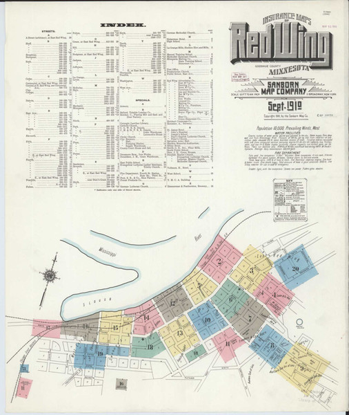 Red Wing Minnesota 1910 - Fire Insurance Index - Old Map Reprint