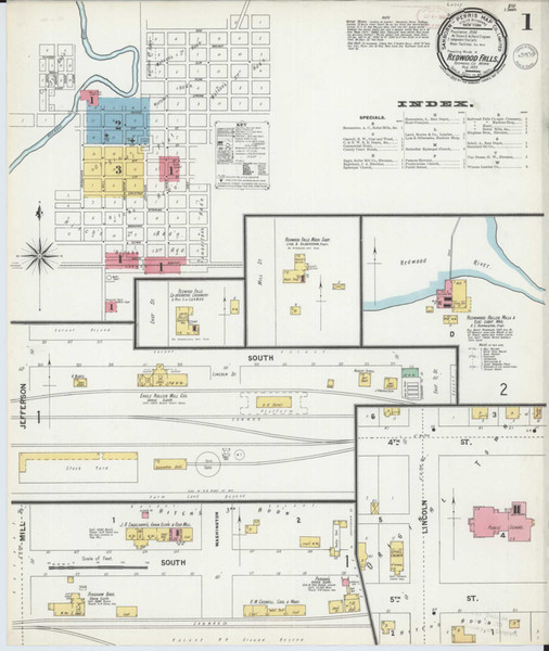 Redwood Falls Minnesota 1899 - Fire Insurance Index - Old Map Reprint