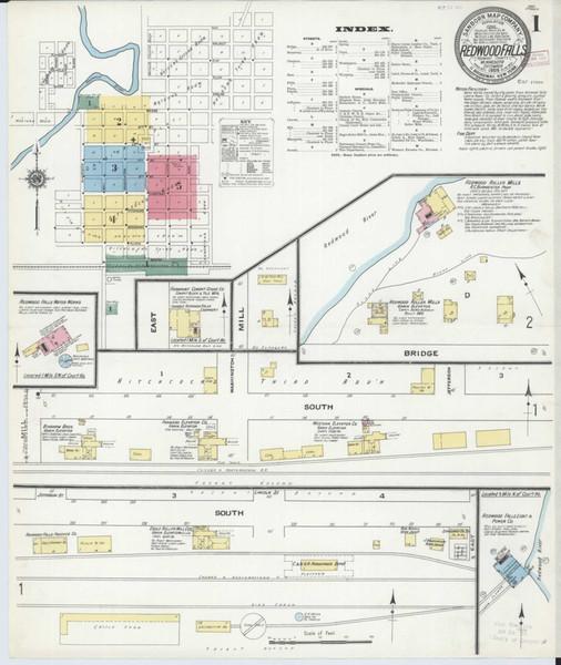 Redwood Falls Minnesota 1909 - Fire Insurance Index - Old Map Reprint