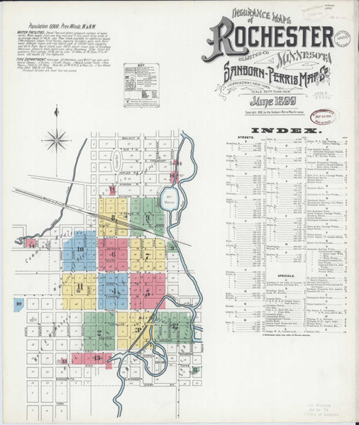 Rochester Minnesota 1899 - Fire Insurance Index - Old Map Reprint