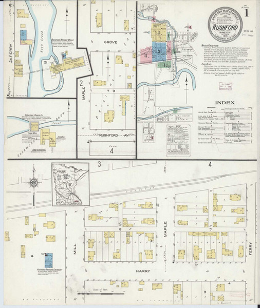 Rushford Minnesota 1915 - Fire Insurance Index - Old Map Reprint